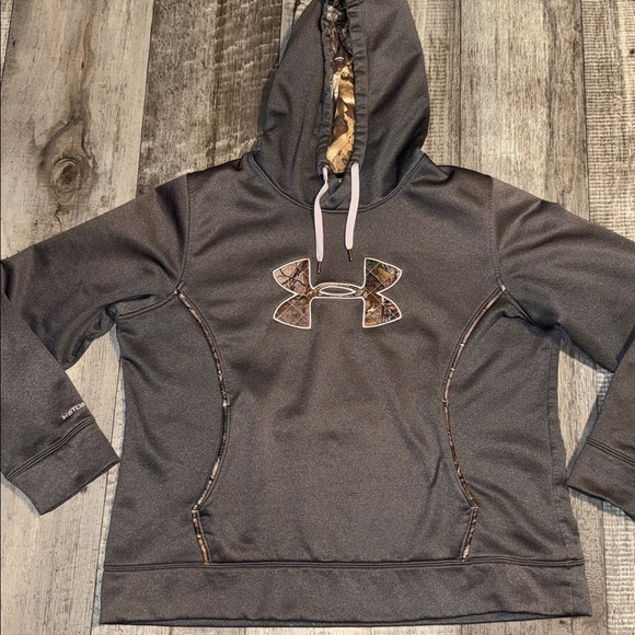 Under Armour Tops - Under Armour Charcoal Hoodie with Camo Details-size 2XL